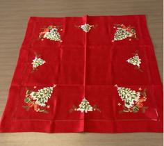 Toalha de Mesa Quadrada Bordada 85x85 Natal Vermelha Multi Trade