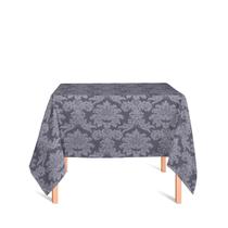 Toalha de Mesa Quadrada em Tecido Jacquard 100% Poliéster Medalhão Cinza Chumbo