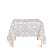 Toalha de Mesa Quadrada em Tecido Jacquard 100% Poliéster Medalhão Prata