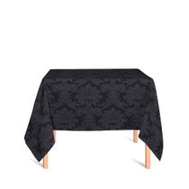 Toalha de Mesa Quadrada em Tecido Jacquard 100% Poliéster Medalhão Preto