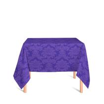 Toalha de Mesa Quadrada em Tecido Jacquard 100% Poliéster Medalhão Roxo