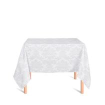 Toalha de Mesa Quadrada em Tecido Jacquard Branco Medalhão Tradicional
