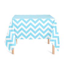 Toalha de Mesa Quadrada em Tecido Jacquard Estampado Chevron Azul Bebê