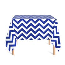 Toalha de Mesa Quadrada em Tecido Jacquard Estampado Chevron Azul Royal