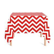 Toalha de Mesa Quadrada em Tecido Jacquard Estampado Chevron Vermelho