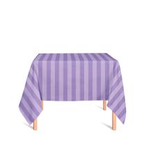 Toalha de Mesa Quadrada em Tecido Jacquard Lilás Listrado Tradicional