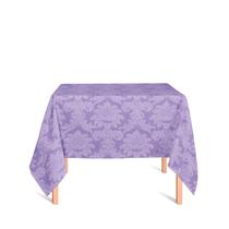 Toalha de Mesa Quadrada em Tecido Jacquard Lilás Medalhão Tradicional