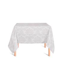 Toalha de Mesa Quadrada em Tecido Jacquard Off-White Medalhão Tradicional