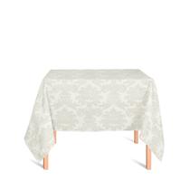 Toalha de Mesa Quadrada em Tecido Jacquard Palha Crú (Rústico) Medalhão Tradicional