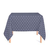 Toalha de Mesa Quadrada em Tecido Jacquard Preto Acinzentado e Prata Geométrico Tradicional