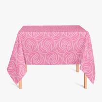 Toalha de Mesa Quadrada em Tecido Jacquard Rosa Bebê Argolas Tradicional