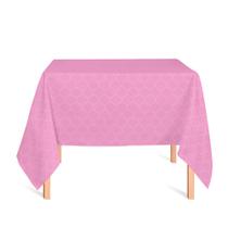 Toalha de Mesa Quadrada em Tecido Jacquard Rosa Bebê Geométrico Tradicional