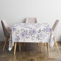 Toalha De Mesa Quadrada Estampa Floral Tecido Oxford 140Cm