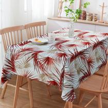 Toalha De Mesa Quadrada Folhas Tropicais Vermelhas 4 Lugares