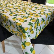 Toalha de Mesa Quadrada Gorgurinho Limão Siciliano Fundo Branco - 1,50 x1,50m