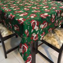 Toalha de Mesa Quadrada Gorgurinho Papai Noel Fundo Verde - 1,50x1,50m