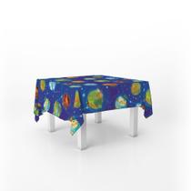 Toalha De Mesa Quadrada Infantil Tecido Oxford Galáxia - 140x140cm
