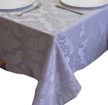 Toalha de Mesa Quadrada Jacquard Adamascado 2,20m X 2,20m Sala Jantar Decoração - Cinza