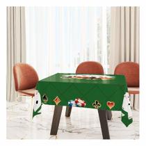 Toalha De Mesa Quadrada Poker Baralho Tecido Oxford 140Cm