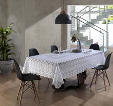 Toalha De Mesa Quadrada Rendada Arabesco 8 Lugares Interlar Cor Branco
