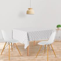 Toalha De Mesa Quadrada Tecido Oxford Corações e Poá Rosa TL121 - 140x140cm