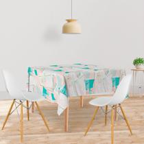 Toalha De Mesa Quadrada Tecido Oxford Geométrica Tons Pastéis TL32- 140x140cm