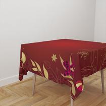 Toalha De Mesa Quadrada Tecido Oxford Natal Marsala Ramos - 140x140cm Toalha De Mesa Quadrada Tecido Oxford Natal Marsala Ramos - 140x140cm