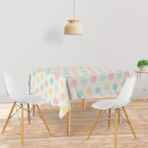 Toalha De Mesa Quadrada Tecido Oxford Poá Aquarela Candy - 140x140cm Toalha De Mesa Quadrada Tecido Oxford Poá Aquarela Candy - 140x140cm