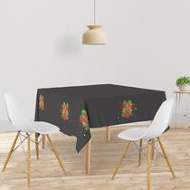 Toalha De Mesa Quadrada Tecido Oxford Preta Natalina TL10 - 140x140cm