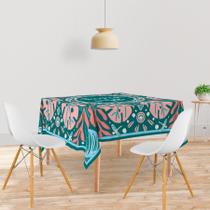 Toalha De Mesa Quadrada Tecido Oxford Tropical Vibes Folhas -140x140cm Toalha De Mesa Quadrada Tecido Oxford Tropical Vibes Folhas -140x140cm