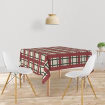 Toalha De Mesa Quadrada Tecido Oxford Xadrez Natalino TL 17 - 140x140cm