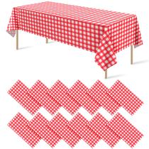 Toalha de mesa Ragnhild Red Gingham Plastic 54 x 108 polegadas (pacote com 12)