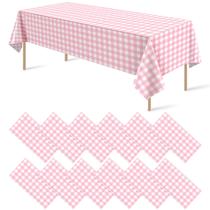 Toalha de mesa Ragnhild rosa e branca quadriculada, pacote com 12, 137x274cm Toalha de mesa Ragnhild rosa e branca quadriculada, pacote com 12, 137x274cm