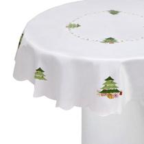 Toalha de Mesa Redonda 175cm Árvores de Natal