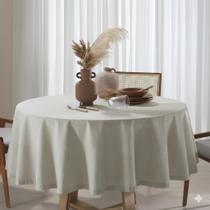 Toalha de Mesa Redonda 2m Limpa Fácil Dohler Linhares Lisa Natural Bege com Linho -