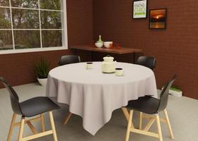 Toalha De Mesa Redonda 4 Lugares Branca Lisa Oxford 1,40