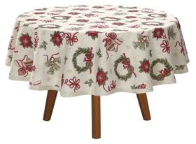 Toalha de Mesa Redonda 4 Lugares Celebra Natal 121 Dohler Toalha de Mesa Redonda 4 Lugares Celebra Natal 121 Dohler