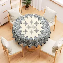 Toalha De Mesa Redonda 4 lugares Oxford Estampa Digital