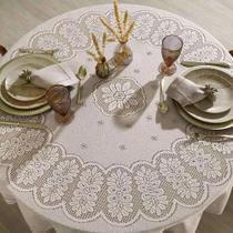 Toalha De Mesa Redonda 8 Lugares Renda Clássica Arabesco 180 Cor Marfim Toalha De Mesa Redonda 8 Lugares Renda Clássica Arabesco 180 Cor Marfim