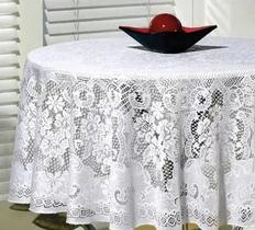 Toalha de Mesa Redonda Beija Flor com Renda 160cm Bege Toalha de Mesa Redonda Beija Flor com Renda 160cm Bege