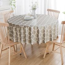 Toalha De Mesa Redonda Cinza e Crú Colméia Lugares