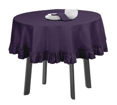 Toalha de Mesa Redonda com Babado de Algodão, Decoração de Cozinha, Roxa - Vargottam Toalha de Mesa Redonda com Babado de Algodão, Decoração de Cozinha, Roxa - Vargottam