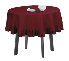 Toalha de Mesa Redonda com Babado em Algodão Lavável, Proteção Sólida, Estilo Fazenda, Vermelha - Vargottam Toalha de Mesa Redonda com Babado em Algodão Lavável, Proteção Sólida, Estilo Fazenda, Vermelha - Vargottam