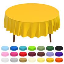 Toalha de mesa redonda descartável CXPSINC, pacote com 16, 213 cm, amarela Toalha de mesa redonda descartável CXPSINC, pacote com 16, 213 cm, amarela