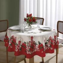 Toalha de Mesa Redonda Döhler Athenas Estampada para 4 Lugares - Tema Natal 120 Toalha de Mesa Redonda Döhler Athenas Estampada para 4 Lugares - Tema Natal 120