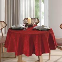 Toalha de Mesa Redonda Döhler Requinte II Arcos Arabescos Vermelha 4 Lugares