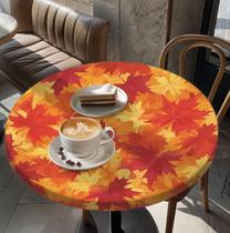 Toalha de mesa redonda elástica Yesad 48" com folha de bordo de outono Toalha de mesa redonda elástica Yesad 48" com folha de bordo de outono