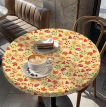Toalha de mesa redonda elástica Yesad 60" com estampa de folhas de outono Toalha de mesa redonda elástica Yesad 60" com estampa de folhas de outono
