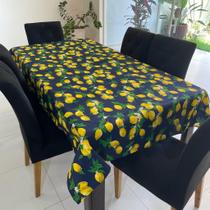 Toalha de Mesa Redonda em Jacquard Limão Siciliano Funco Azul Marinho - 1,40m Toalha de Mesa Redonda em Jacquard Limão Siciliano Funco Azul Marinho - 1,40m