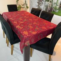 Toalha de Mesa Redonda em Jacquard Luxo Sinos de Natal - 2,80m Toalha de Mesa Redonda em Jacquard Luxo Sinos de Natal - 2,80m